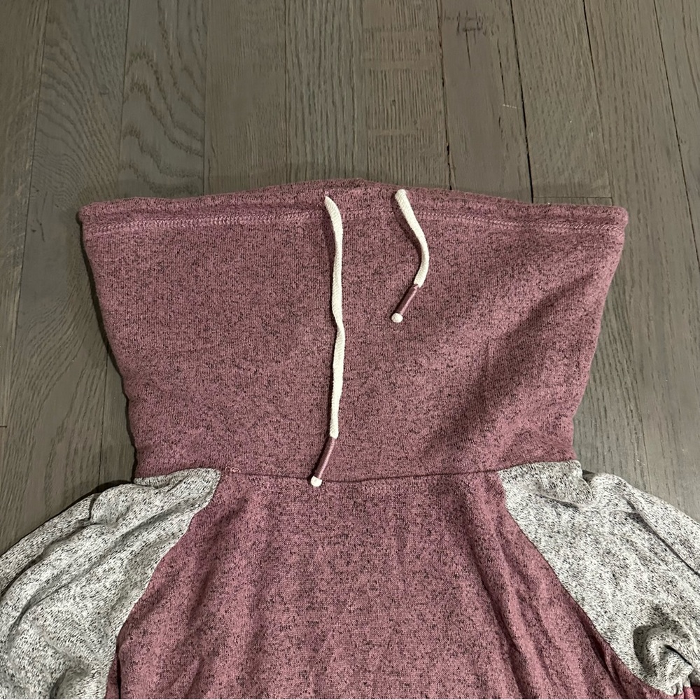 Inspired Hearts Funnel Neck Faux Fur Long Sleeve Lightweight Sweatshirt - Picture 2 of 7
